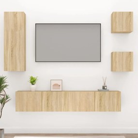 Set Di Mobili Porta Tv 5 Pz Rovere Sonoma İn Legno Multistrato /