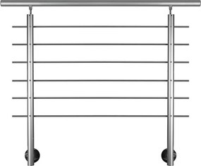 Balaustra in kit AX1 in alluminio argento, corrimano in alluminio argento,  L 150 cm fissaggio a parete