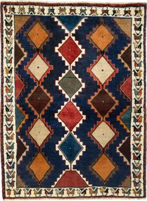 Gabbeh Tappeto 110x140 Blu (Iran) Annodato A Mano