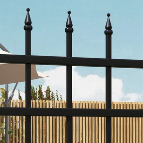 Cancello da Giardino di Sicurezza con Serratura 107x204 cm in Acciaio Zincato Nero...