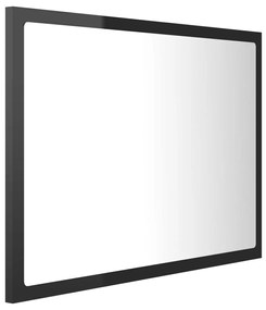 Specchio da bagno led nero lucido 60x8,5x37 cm in acrilico