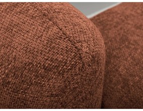 Divano angolare color terracotta allungabile/con contenitore (con penisola a destra/con chaise lounge) con rivestimento in ciniglia Mele – Makamii