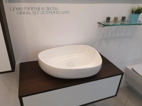 Lavabo da appoggio Metamorfosi OLYMPIA CERAMICA rettangolare in ceramica L 55 x H 42 x P 11 cm bianco opaco piletta non inclusa