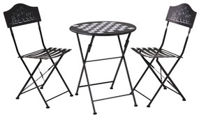 Set tavolino nero scacchiera con 2 sedie Game