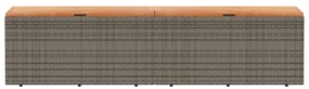 Contenitore giardino grigio 220x50x54cm polyrattan legno acacia