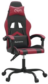 Sedia da gaming girevole nero e rosso vino in similpelle