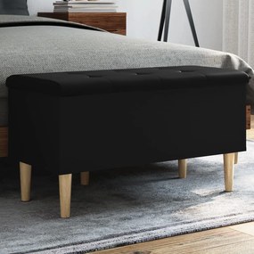 Panca Portaoggetti Nera 82x42x46 Cm İn Legno Multistrato /