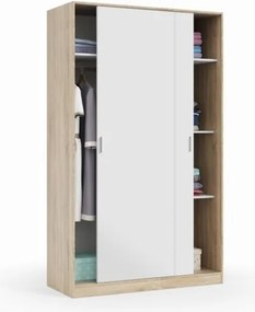 Armadio Guardaroba Appendiabiti 2 Ante Scorrevoli 120 Cm Rovere Canadian Bianco TOP120F