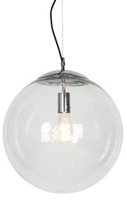 Lampada a sospensione scandinava cromo vetro trasparente - BALL 40