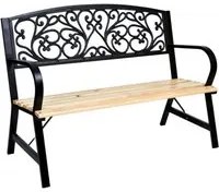 Panca da Giardino, Legno e Ferro Battuto Panchina Esterno 56 x 120 H 87 cm