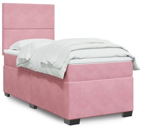Giroletto A Molle Con Materasso Rosa 90x200 Cm İn Velluto /