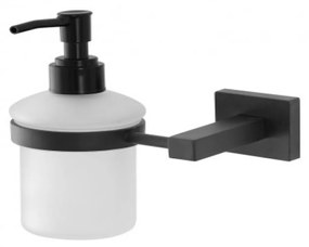 Portadispenser a Parete Feridras "BlackRock" Nero Opaco/Vetro Satinato