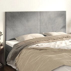 Testiera 4 Pz Grigio Chiaro 90x5x78/88 Cm İn Velluto /