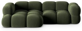 Divano angolare verde (con penisola a sinistra/con chaise lounge) con rivestimento in velluto Loretto – Cosmopolitan Design