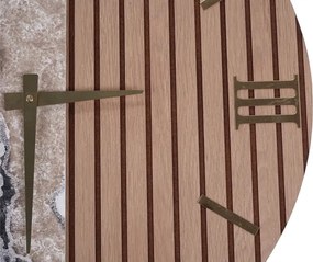 Orologio da Muro 60 cm in Legno cannettato e Marmo design