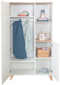 Armadio per bambini bianco con effetto rovere 52x180x180 cm Léon – Roba