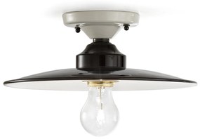 Plafoniera Vintage B&W Metallo Smaltato Nero E Bianco 1 Luce E27 25Cm