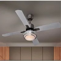 Ventilatore con Telecomando da Soffitto 4 Pale Luce LED 130 cm Bianco