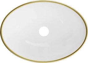 Mexen Elza lavabo da appoggio 40 x 33 cm, bianco/oro bordo - 21014005