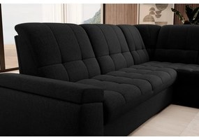 Divano angolare nero allungabile/con contenitore (con penisola a destra/a L) Sado – ELTAP