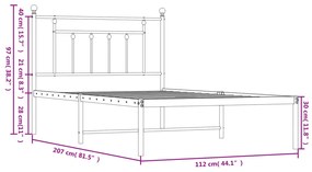 Giroletto con Testiera Metallo Bianco 107x203 cm