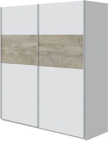 Armadio 2 Ante Scorrevoli 180x60x200 Bianco E Rovere ARM182