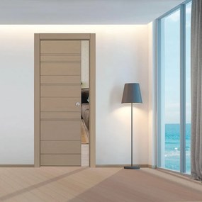 Porta interna scorrevole Mast Incisa in legno laccato colore tortora, L 60 x H 210 cm, apertura reversibile