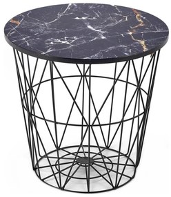 Tavolino HARISSA 41x42 cm nero/nero marmor decor