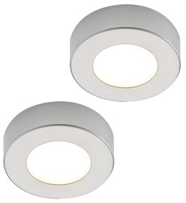 Prios Plafoniera LED Edwina, argento, 12 cm, set di 2