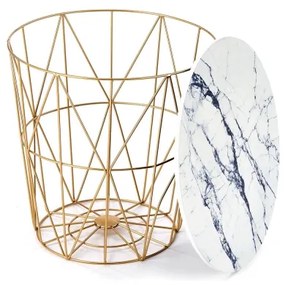 Tavolino HARISSA 41x42 cm oro/bianco marmor decor