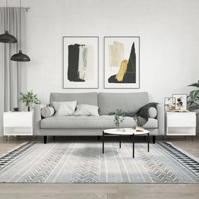 Tavolini Salotto 2pz Bianco Lucido 50x46x50cm Legno Multistrato /