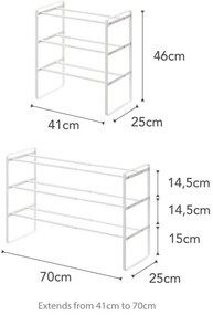 Scaffale bianco regolabile a 3 livelli Maebashi - YAMAZAKI