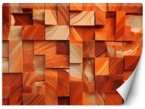 Carta Da Parati, Cubo muro arancione 3D