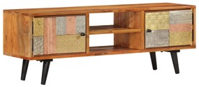 Mobile tv con ante 112x30x40cm legno massello acacia e metallo