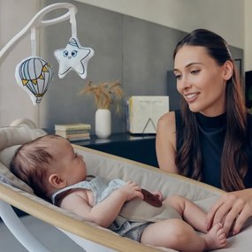 Lionelo - Dondolo per bambini con melodia OLIVIA Beige Naturale + telecomando