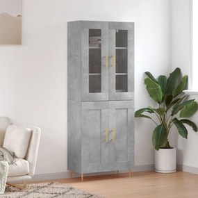 Credenza Grigio Cemento 69,5x34x180 Cm İn Legno Multistrato /