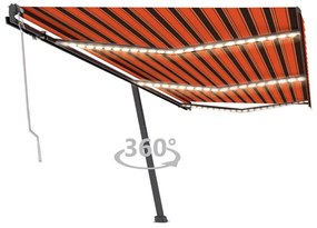 Tenda Automatica Sensore Vento E Led 600x300 Cm Arancio Marrone /