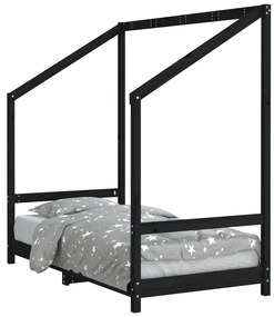 Giroletto per bambini nero 80x160 cm in legno massello di pino
