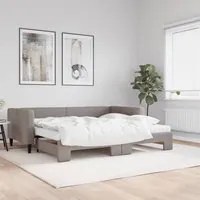 Divano Letto Estraibile con Materassi Tortora 90x200 cm Tessuto 3196599