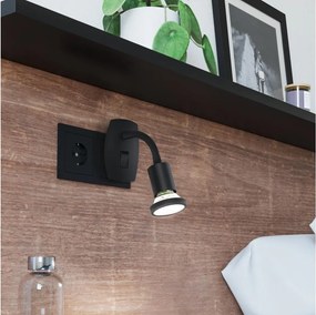 Eglo 300913 - Lampada LED da parete con spina PARRINI 1xGU10/4,5W/230V nera