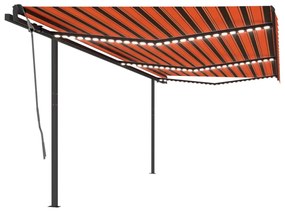 Tenda Automatica Con Sensore Vento E Led 6x3 M Arancio Marrone /