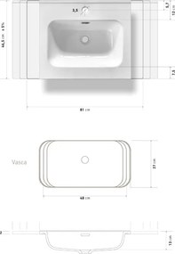 Lavabo a incasso STELLA 80x46 cm ceramica bianco stile moderno