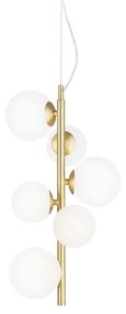 Sospensione Contemporanea Perlage Metallo Ottone 6 Luci G9 3W 3000K Luce Calda