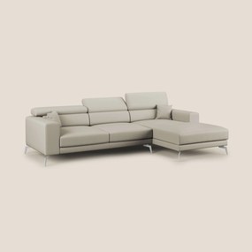 Blade Divano moderno angolare con poggiatesta reclinabili in Ecopelle T04 tortora