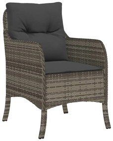 Set da pranzo da giardino 9 pz con cuscini in polyrattan grigio