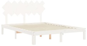 Giroletto con Testiera Bianco 140x190 cm in Legno Massello