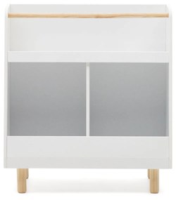 Kave Home - Libreria Serwa in MDF bianco con gambe e tavoletta in legno massiccio di pino