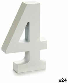 Numeri 4 Legno Bianco (2 x 16 x 14,5 cm) (24 Unità)