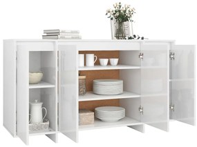 Credenza bianco lucido 135x41x75 cm in truciolato