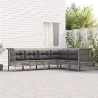 Set Divani da Giardino 6 pz con Cuscini in Polyrattan Grigio 3187515